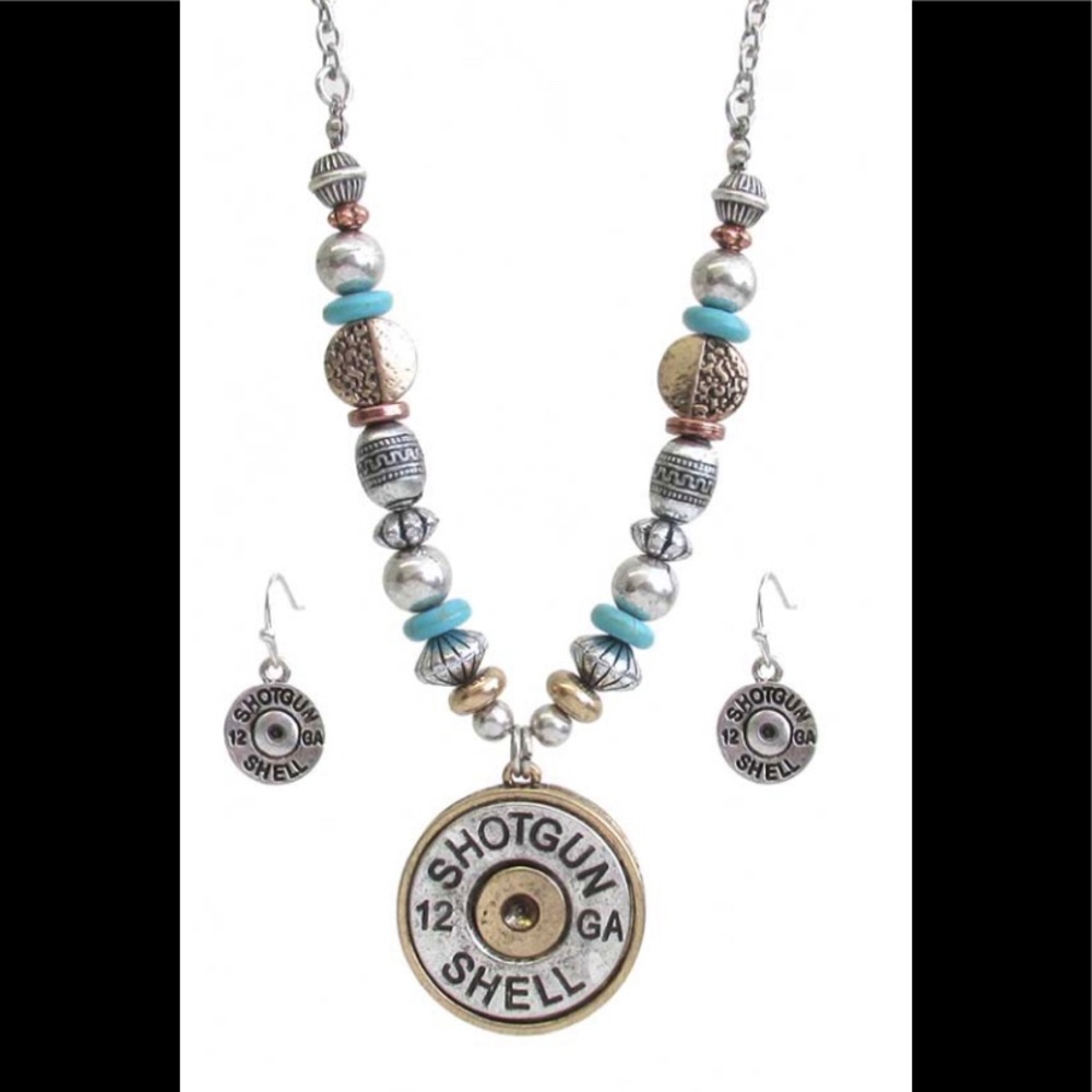 Shotgun shell bullet necklace. Unique southwestern fashion piece.